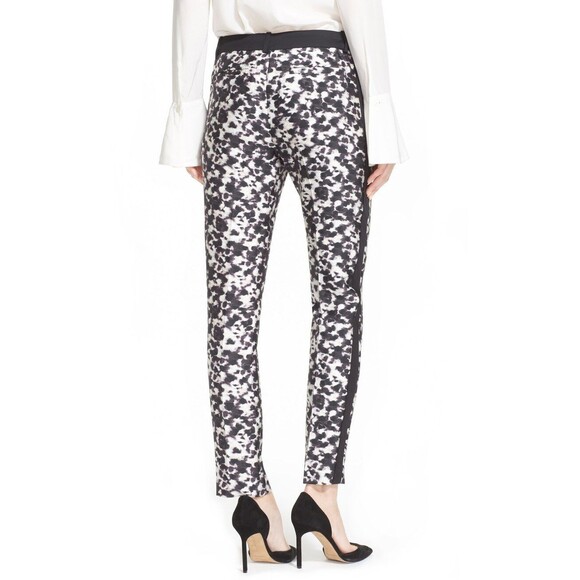New NWT $295 Womens Designer Rachel Zoe Pant Slacks 0 Black White Angea Silk Woo - Picture 2 of 9